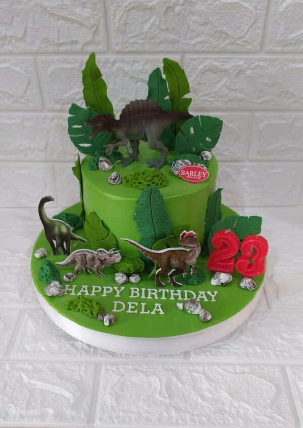 kue ultah tema dinosaurus​